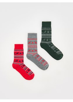 Reserved - 3 pack świątecznych skarpet - czerwony ze sklepu Reserved w kategorii Skarpetki damskie - zdjęcie 177584487