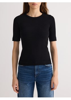 Reserved - T-shirt slim fit - czarny ze sklepu Reserved w kategorii Bluzki damskie - zdjęcie 177587679