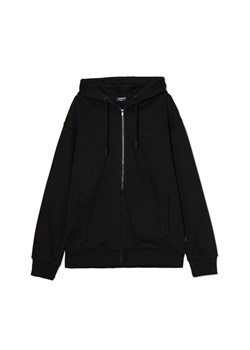 Cropp - Czarna rozpinana bluza hoodie z naszywką - czarny ze sklepu Cropp w kategorii Bluzy męskie - zdjęcie 177588438