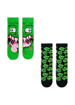 Cropp - Skarpetki 2 pack z zielonym nadrukiem - zielony ze sklepu Cropp w kategorii Skarpetki męskie - zdjęcie 177588598