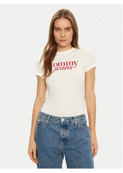 Tommy Jeans T-Shirt Essential DW0DW19447 Biały Slim Fit ze sklepu MODIVO w kategorii Bluzki damskie - zdjęcie 177598045