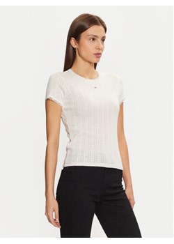 Tommy Jeans T-Shirt DW0DW19493 Écru Slim Fit ze sklepu MODIVO w kategorii Bluzki damskie - zdjęcie 177609689