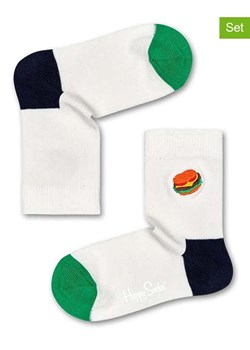 Happy Socks Skarpety (2 pary) &quot;Burger&quot; w kolorze białym ze sklepu Limango Polska w kategorii Skarpetki dziecięce - zdjęcie 177621289