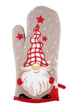 Trendy Kitchen by EXCÉLSA Rękawica kuchenna &quot;Gnome&quot; w kolorze czerwono-szarym - 32 x 18 cm ze sklepu Limango Polska w kategorii Tekstylia kuchenne - zdjęcie 177621579