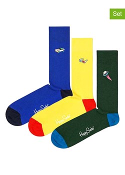 Happy Socks Skarpety (3 pary) w kolorze niebiesko-żółto-zielonym ze sklepu Limango Polska w kategorii Skarpetki męskie - zdjęcie 177623177