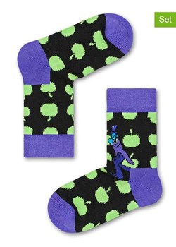 Happy Socks Skarpety (2 pary) w kolorze czarno-fioletowym ze sklepu Limango Polska w kategorii Skarpetki dziecięce - zdjęcie 177623726