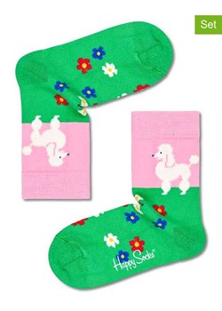 Happy Socks Skarpety (2 pary) w kolorze jasnoróżowo-zielonym ze sklepu Limango Polska w kategorii Skarpetki dziecięce - zdjęcie 177623729