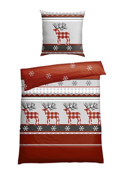 Schiesser Komplet pościeli flanelowej "Verda" w kolorze czerwonym ze sklepu Limango Polska w kategorii Pościele - zdjęcie 177641885