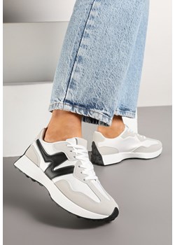 Szare Płaskie Sneakersy Ozdobione Geometrycznym Wzorem Rividi ze sklepu renee.pl w kategorii Buty sportowe damskie - zdjęcie 177654236