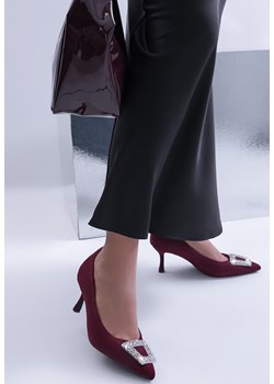 Bordowe Czółenka Szpilki z Cyrkoniową Klamrą Nezina ze sklepu renee.pl w kategorii Czółenka - zdjęcie 177655349