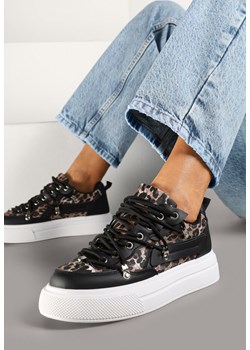 Czarno-Białe Sneakersy z Panterkowym Wzorem Calidi ze sklepu born2be.pl w kategorii Buty sportowe damskie - zdjęcie 177655909