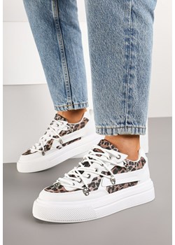 Białe Sneakersy z Panterkowym Wzorem Calidi ze sklepu born2be.pl w kategorii Buty sportowe damskie - zdjęcie 177655915