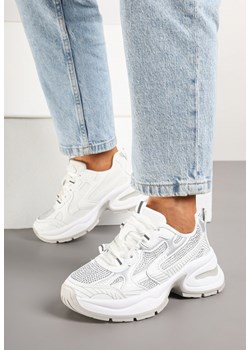 Białe Sneakersy Streetwearowe na Grubej Podeszwie Zdobione Brokatem Felanwea ze sklepu born2be.pl w kategorii Buty sportowe damskie - zdjęcie 177656047