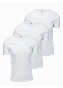 Zestaw męskich bawełnianych koszulek V-neck BASIC – 3x biały V11 OM-TSBS-0233 ze sklepu ombre w kategorii T-shirty męskie - zdjęcie 177658668