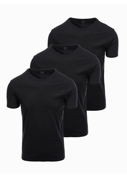 Zestaw bawełnianych męskich koszulek BASIC z okrągłym dekoltem – 3x czarny V9 OM-TSBS-0232 ze sklepu ombre w kategorii T-shirty męskie - zdjęcie 177658947