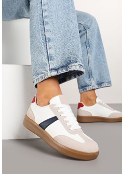 Biało-Granatowe Sneakersy Tenisówki z Geometrycznym Wzorem Hanivra ze sklepu renee.pl w kategorii Buty sportowe damskie - zdjęcie 177677747