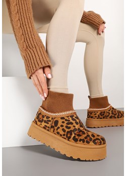 Panterkowo-Brązowe Śniegowce na Grubej Podeszwie z Elastyczną Cholewką Nilevelia ze sklepu born2be.pl w kategorii Śniegowce damskie - zdjęcie 177719355