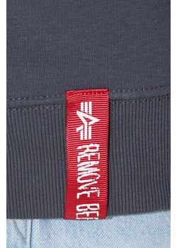 Alpha Industries bluza Basic Hoody Small Logo męska kolor szary z kapturem z nadrukiem 196318.136 ze sklepu ANSWEAR.com w kategorii Bluzy męskie - zdjęcie 177722535