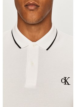 Calvin Klein Jeans polo męski kolor biały gładki J30J315603 ze sklepu ANSWEAR.com w kategorii T-shirty męskie - zdjęcie 177728457