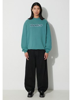 Butter Goods bluza Cord Logo Crewneck Sweatshirt męska kolor zielony z aplikacją BGQ3232304 ze sklepu ANSWEAR.com w kategorii Bluzy męskie - zdjęcie 177729046