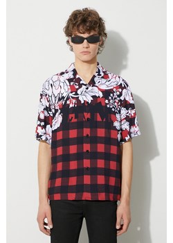 Neil Barett koszula LOOSE HAWAIIAN CHECK WITH BOLTS męska kolor czerwony relaxed PBCM186.V024.1495 ze sklepu ANSWEAR.com w kategorii Koszule męskie - zdjęcie 177729146