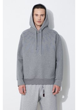 Neil Barrett bluza Fairisle Thunderbolt Sweatshirt męska kolor szary z kapturem z nadrukiem MY72186A-Y506-756N ze sklepu ANSWEAR.com w kategorii Bluzy męskie - zdjęcie 177749517