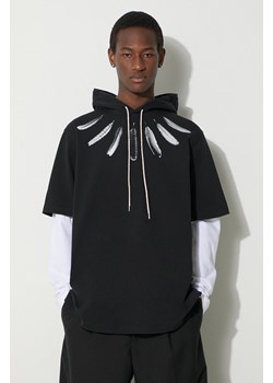 Marcelo Burlon bluza bawełniana Collar Feathers Dbl Sleeves męska kolor czarny z kapturem z nadrukiem CMAB044S24JER0021001 ze sklepu ANSWEAR.com w kategorii Bluzy męskie - zdjęcie 177749558