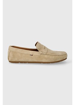 Tommy Hilfiger mokasyny zamszowe CASUAL SUEDE DRIVER męskie kolor beżowy FM0FM04998 ze sklepu ANSWEAR.com w kategorii Mokasyny męskie - zdjęcie 177750117