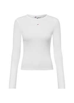 Tommy Jeans Damska koszulka z długim rękawem Kobiety Bawełna biały jednolity ze sklepu vangraaf w kategorii Bluzki damskie - zdjęcie 177788028