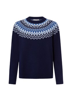Marie Lund Damski sweter z dzianiny z zawartością wełny Kobiety Bawełna granatowy wzorzysty ze sklepu vangraaf w kategorii Swetry damskie - zdjęcie 177788156