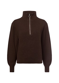 Marie Lund Damski sweter z dzianiny wykonany z wełny merynosów Kobiety Wełna merino czekoladowy jednolity ze sklepu vangraaf w kategorii Swetry damskie - zdjęcie 177788177