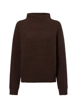 Marie Lund Damski sweter z dzianiny wykonany z wełny merynosów Kobiety Wełna merino czekoladowy jednolity ze sklepu vangraaf w kategorii Swetry damskie - zdjęcie 177788179