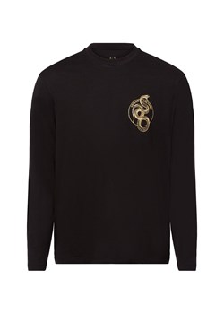 Armani Exchange Męska koszula z długim rękawem Mężczyźni Bawełna czarny jednolity ze sklepu vangraaf w kategorii T-shirty męskie - zdjęcie 177788625