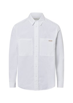 Calvin Klein Jeans Koszula męska Mężczyźni Regular Fit Bawełna biały jednolity ze sklepu vangraaf w kategorii Koszule męskie - zdjęcie 177788668