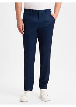 Finshley & Harding London Spodnie Mężczyźni Slim Fit Sztuczne włókno granatowy wypukły wzór tkaniny ze sklepu vangraaf w kategorii Spodnie męskie - zdjęcie 177789958