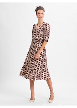 IPURI Damska sukienka na co dzień Kobiety bordowy wzorzysty ze sklepu vangraaf w kategorii Sukienki - zdjęcie 177790058