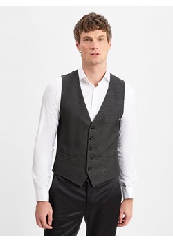 Finshley & Harding London Kamizelka męska Mężczyźni Slim Fit Sztuczne włókno czarny jednolity ze sklepu vangraaf w kategorii Kamizelki męskie - zdjęcie 177790325