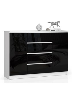 Nowoczesna komoda w połysku do sypialni biała + czarny - Liv 4X 140 cm ze sklepu Edinos.pl w kategorii Komody - zdjęcie 177791175