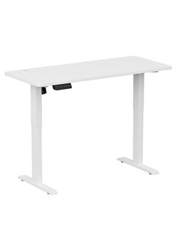 Białe elektryczne biurko regulowane z bankiem pamięci 140x60 cm - Klever 3X ze sklepu Edinos.pl w kategorii Biurka i sekretarzyki - zdjęcie 177792316