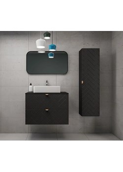 Czarny zestaw mebli łazienkowych słupek i szafka umywalkowa 80 40cm E1-R64 ze sklepu Edinos.pl w kategorii Szafki i regały łazienkowe - zdjęcie 177792367