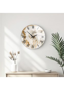 ABERTO DESIGN Zegar ścienny w kolorze biało-jasnobrązowym - Ø 40 cm ze sklepu Limango Polska w kategorii Zegary - zdjęcie 177801087