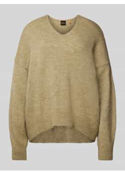 Sweter z dzianiny z dodatkiem wełny z alpaki z dekoltem w serek model ‘FONDYS’ ze sklepu Peek&Cloppenburg  w kategorii Swetry damskie - zdjęcie 177806785