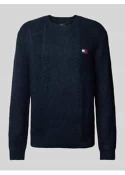 Sweter z dzianiny ze ściegiem warkoczowym model ‘SLIM CABLE’ ze sklepu Peek&Cloppenburg  w kategorii Swetry męskie - zdjęcie 177810139