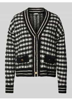 Kardigan o kroju regular fit z mieszanki bawełny ze wzorem w kratę ze sklepu Peek&Cloppenburg  w kategorii Swetry damskie - zdjęcie 177821498