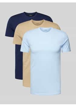 T-shirt z okrągłym prążkowanym dekoltem w zestawie 3 szt. ze sklepu Peek&Cloppenburg  w kategorii Podkoszulki męskie - zdjęcie 177822415