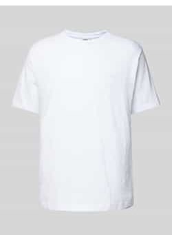 T-shirt z prążkowanym okrągłym dekoltem ze sklepu Peek&Cloppenburg  w kategorii T-shirty męskie - zdjęcie 177830246