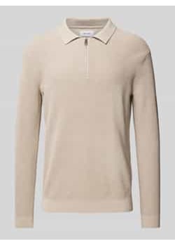 Sweter z dzianiny z krótkim zamkiem błyskawicznym model ‘MATTEO’ ze sklepu Peek&Cloppenburg  w kategorii Swetry męskie - zdjęcie 177832067