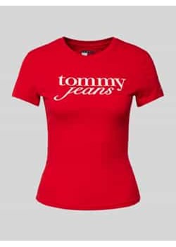 T-shirt o kroju slim fit z czystej bawełny z nadrukiem z logo ze sklepu Peek&Cloppenburg  w kategorii Bluzki damskie - zdjęcie 177841319