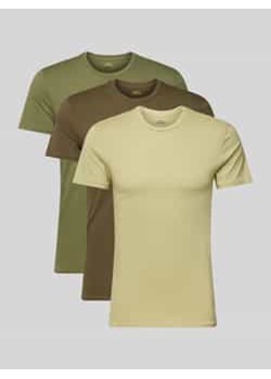 T-shirt z okrągłym prążkowanym dekoltem w zestawie 3 szt. ze sklepu Peek&Cloppenburg  w kategorii Podkoszulki męskie - zdjęcie 177849155