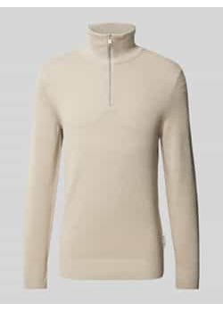 Bluza o kroju regular fit z kołnierzem i fakturą Ottoman ze sklepu Peek&Cloppenburg  w kategorii Swetry męskie - zdjęcie 177859609